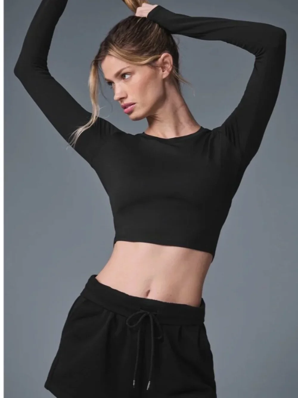 Alo Yoga Alosoft Crop Finesse Long Sleeve Crew Neck
